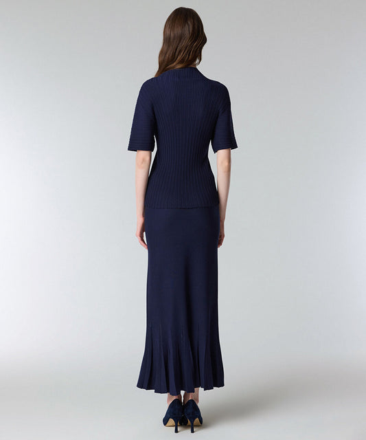 Textured Boat-Neck Knit Top