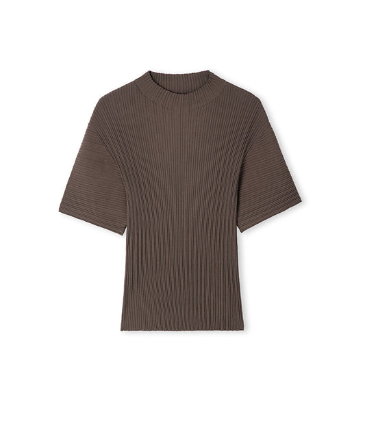 Textured Boat-Neck Knit Top