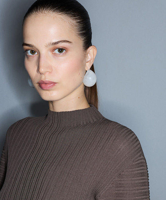 Textured Boat-Neck Knit Top