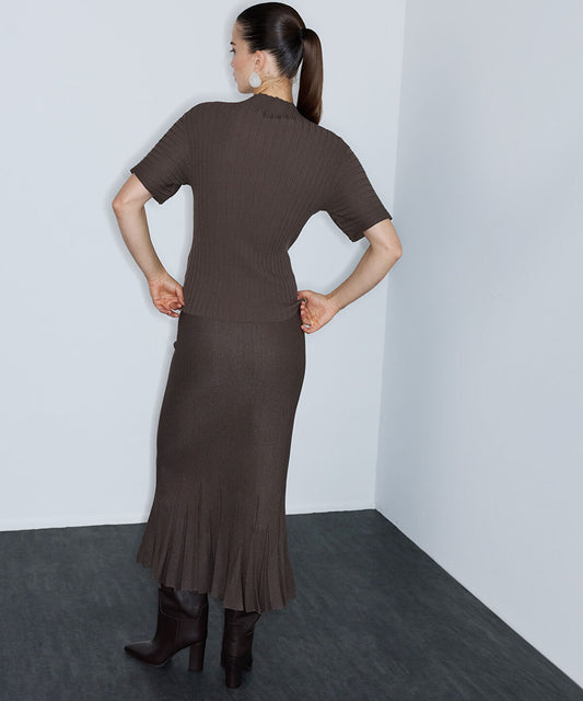 Textured Boat-Neck Knit Top