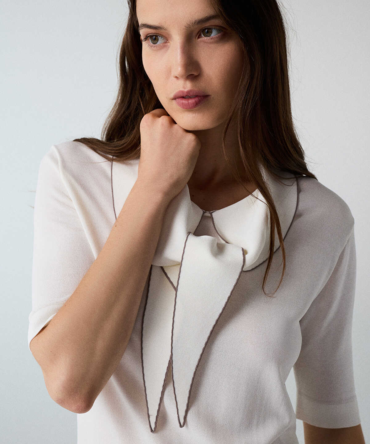 Tie-Neck Knit Top