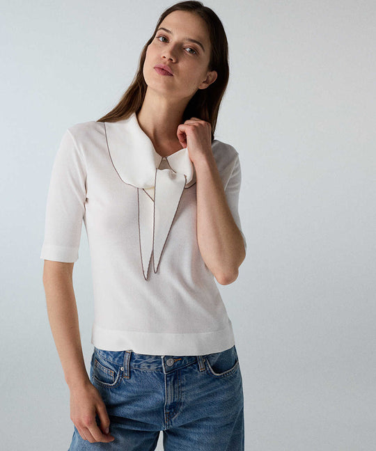 Tie-Neck Knit Top