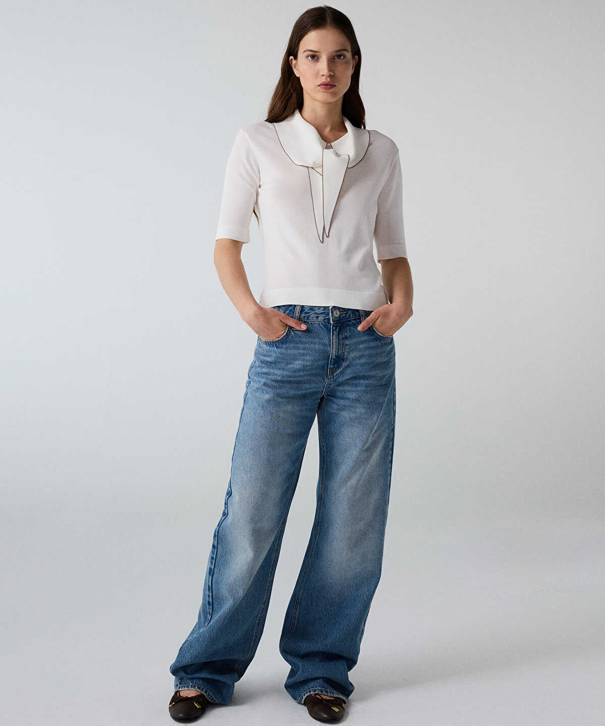 Tie-Neck Knit Top