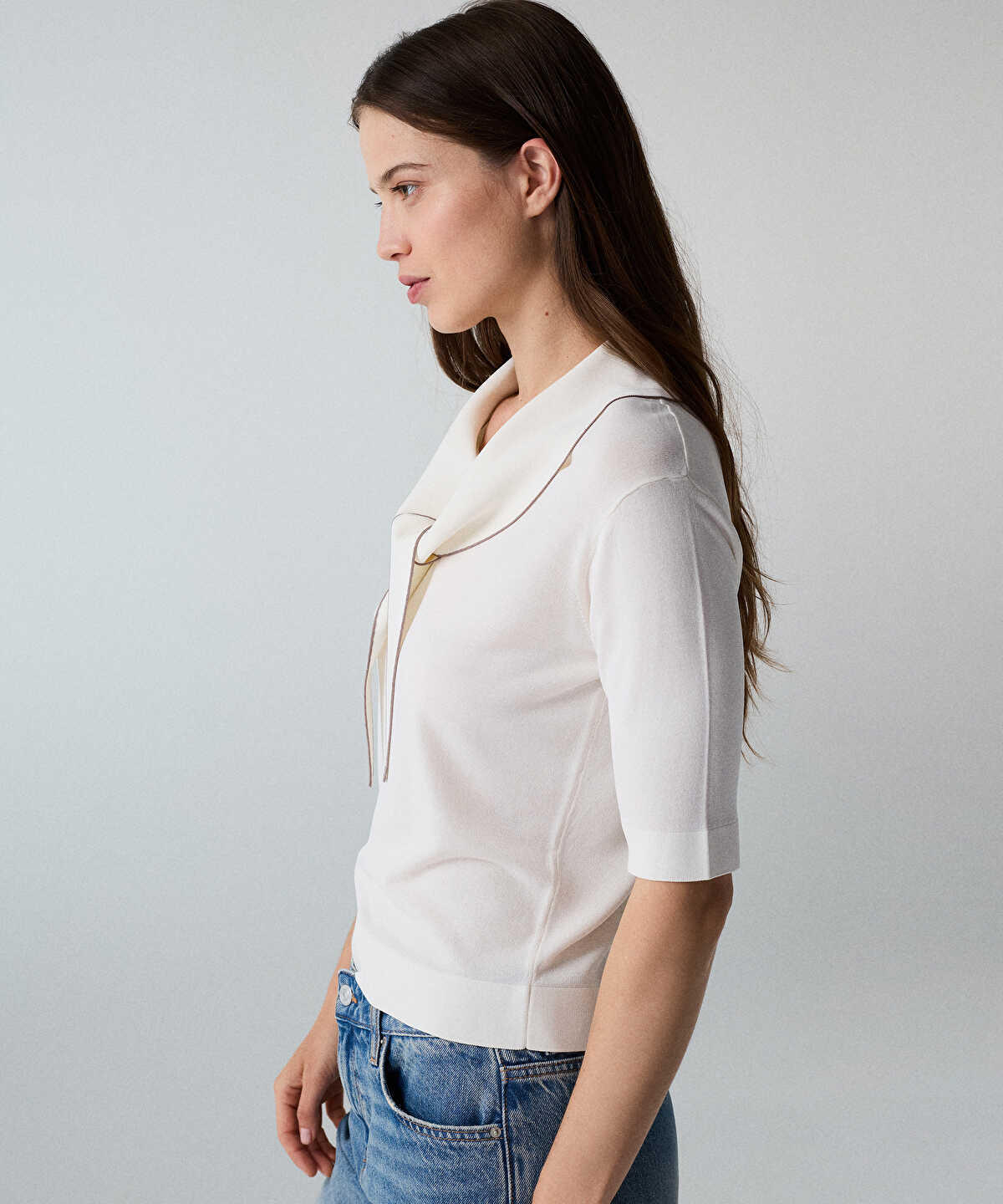 Tie-Neck Knit Top