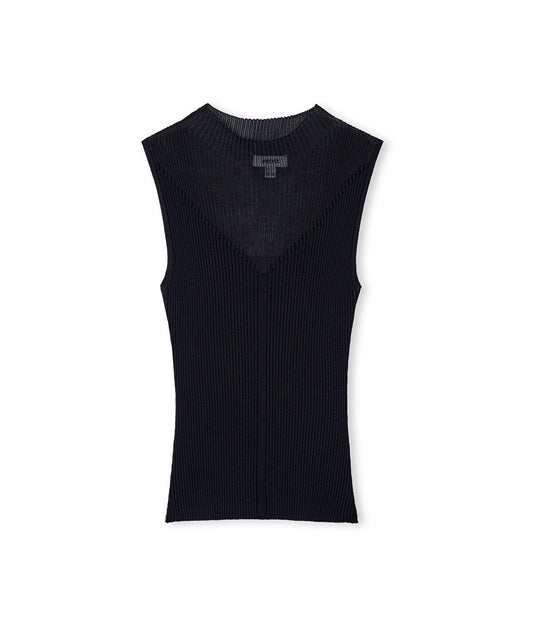 Slim-Fit Knit Top with Contrast Texture