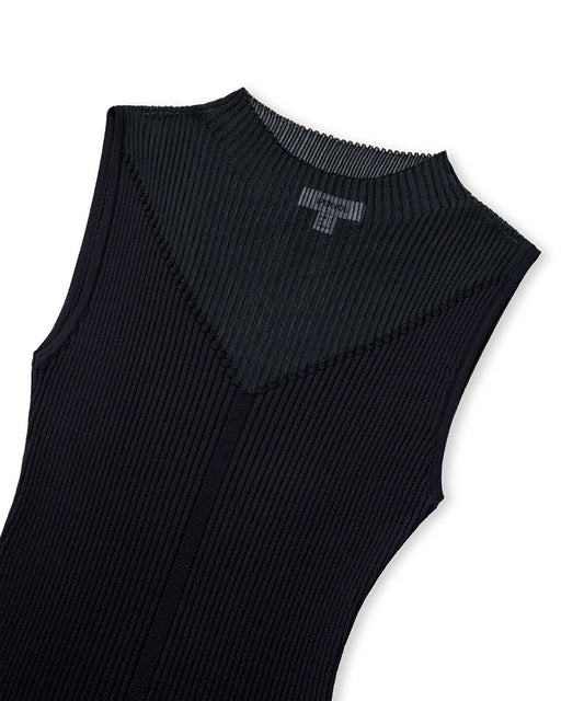 Slim-Fit Knit Top with Contrast Texture