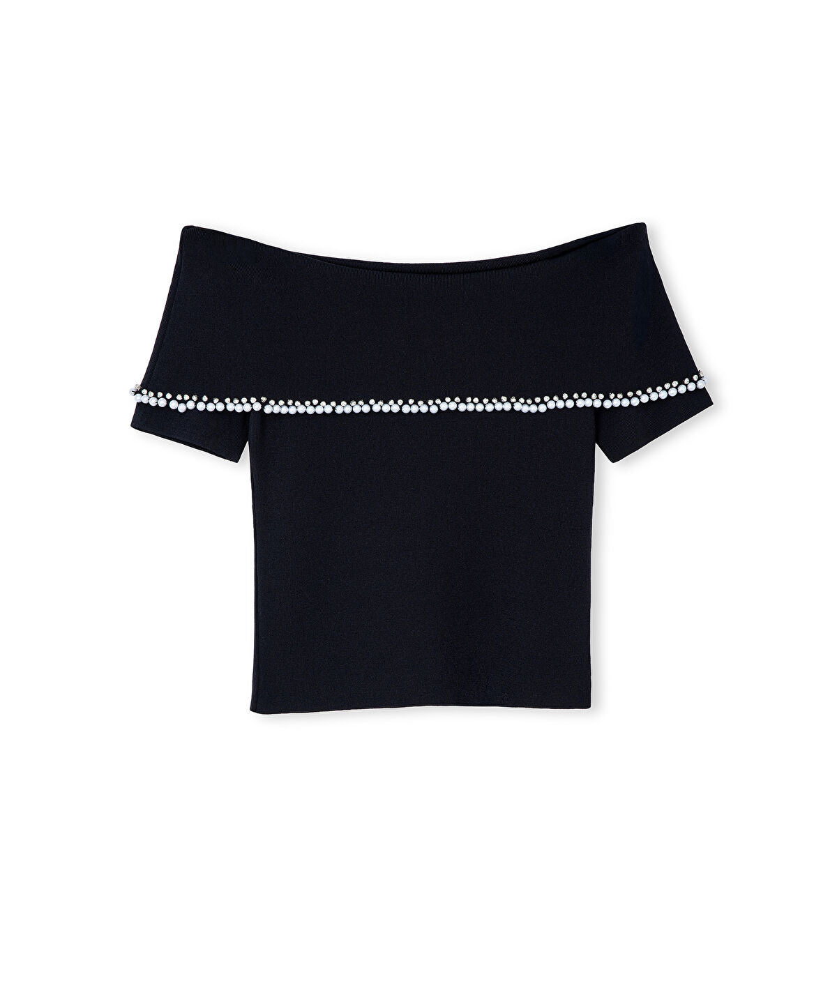 Zoomed Embellished Off-Shoulder Knit Top