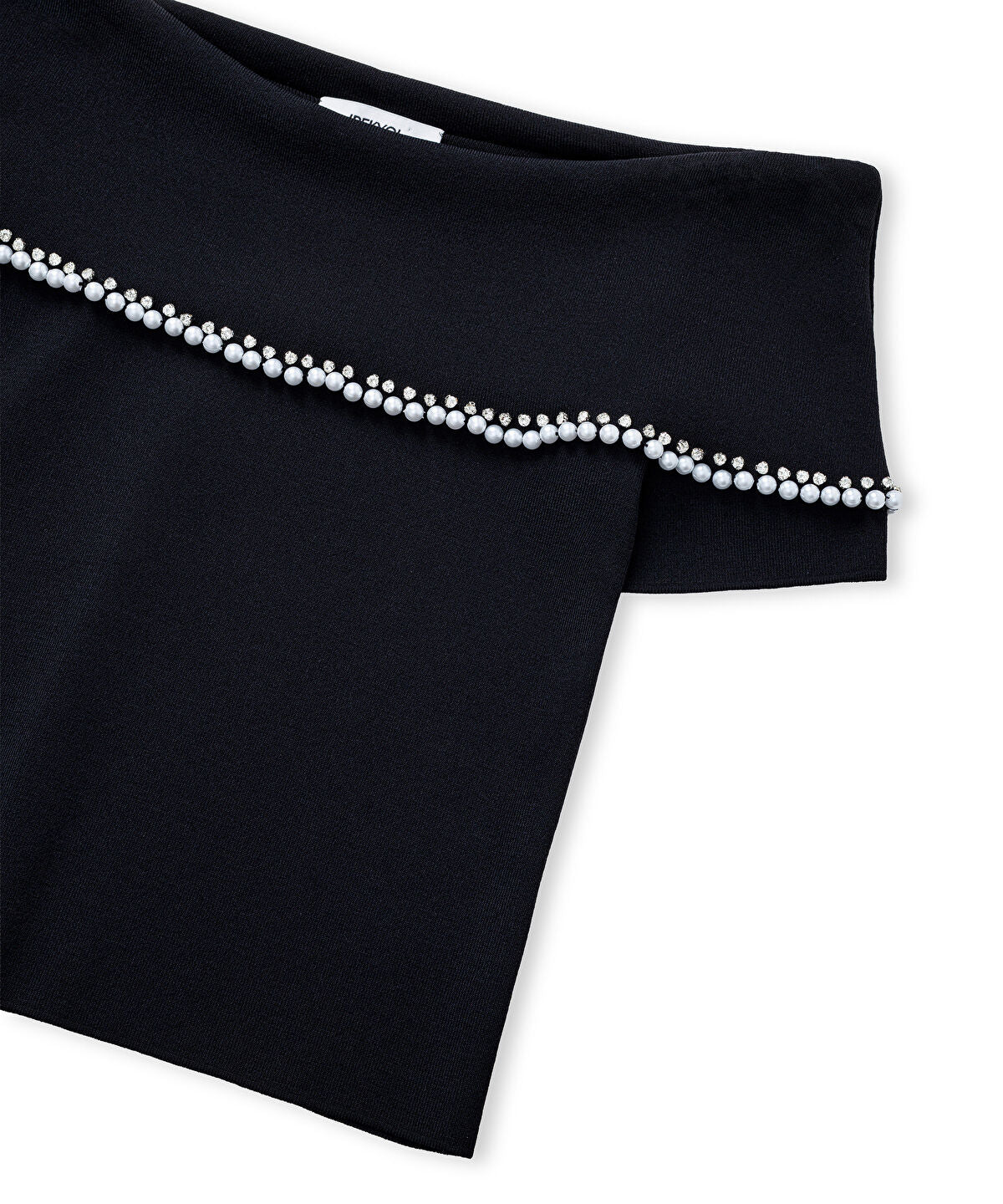 Zoomed Embellished Off-Shoulder Knit Top
