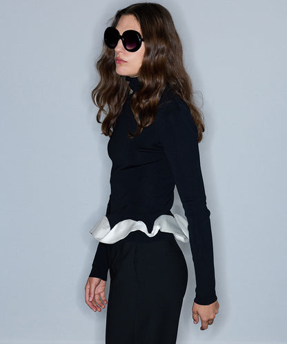 Color-Block Combination Knit Top