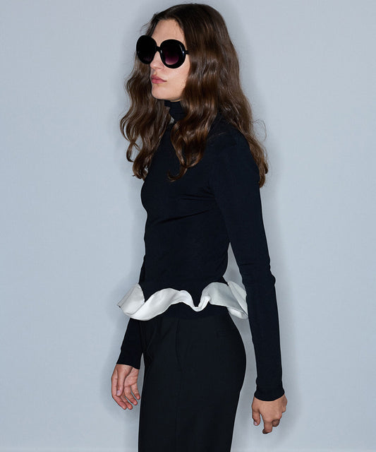 Color-Block Combination Knit Top