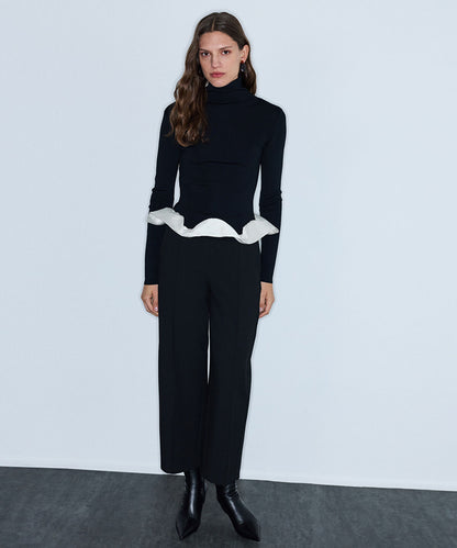 Color-Block Combination Knit Top