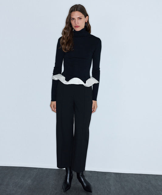 Color-Block Combination Knit Top