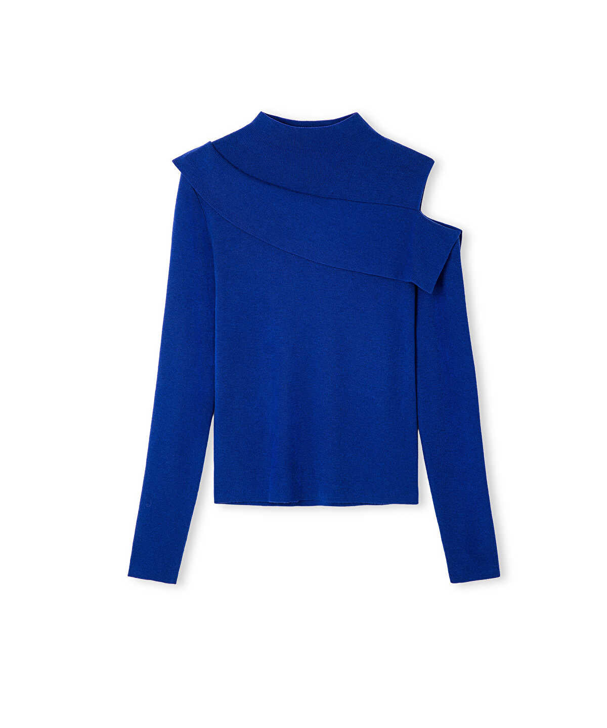 Asymmetric High-Neck Knit Top