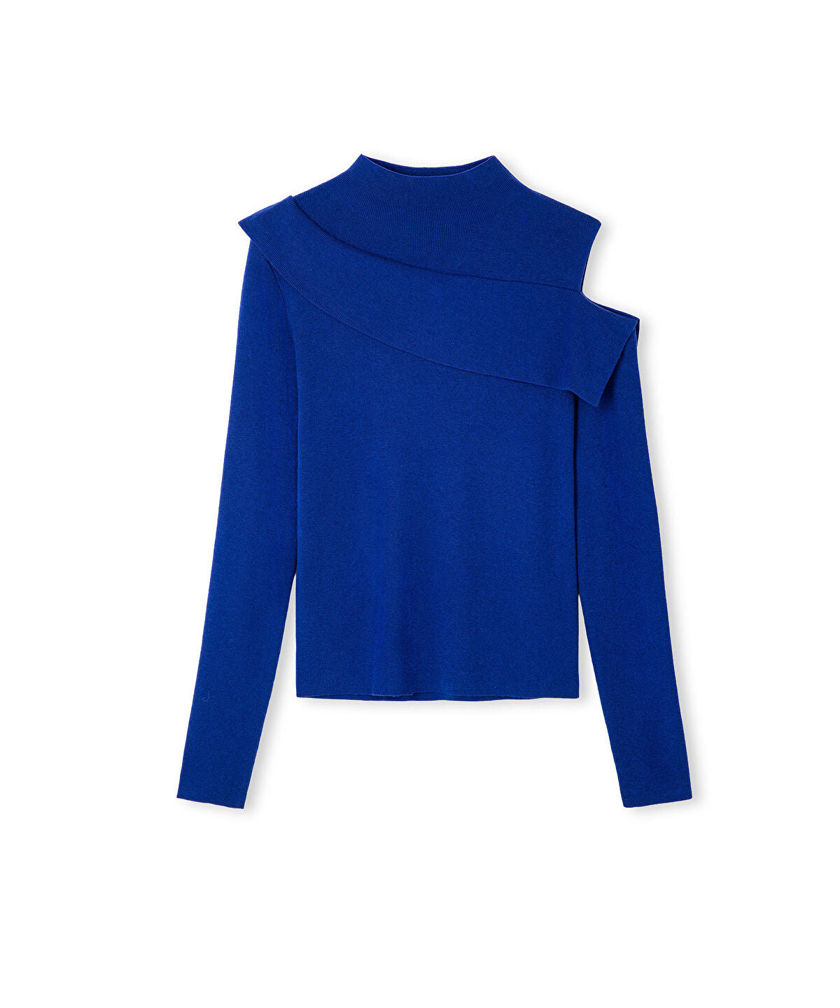 Asymmetric High-Neck Knit Top