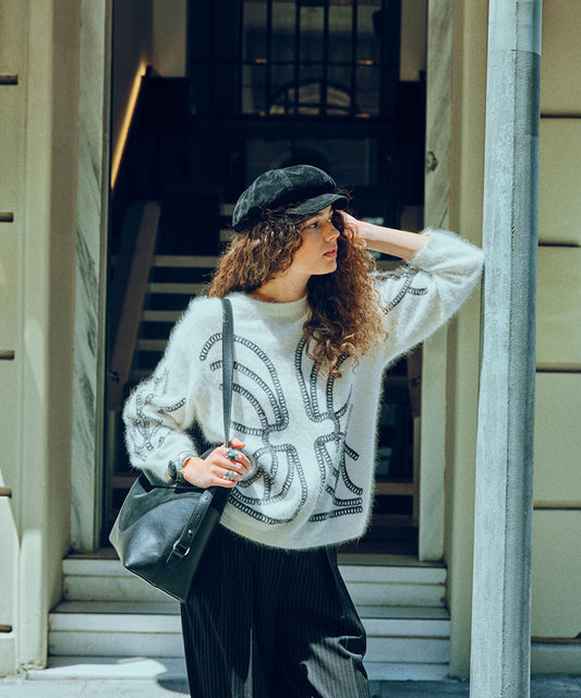 Embroidered Wool-Blend Sweater