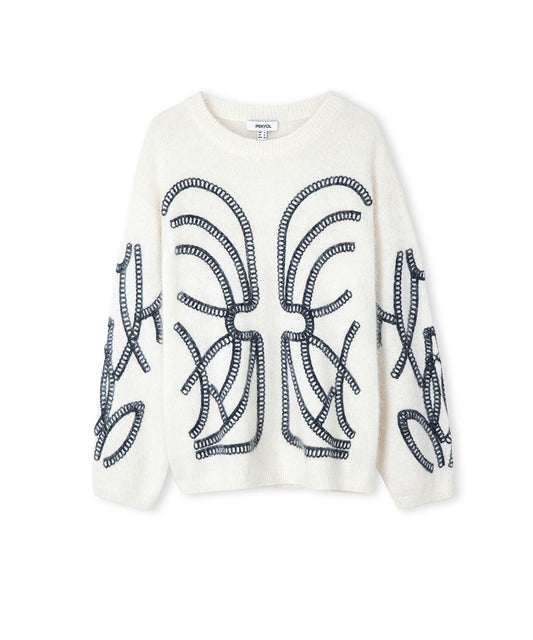 Embroidered Wool-Blend Sweater