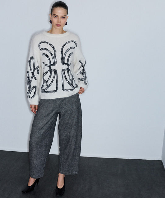 Embroidered Wool-Blend Sweater