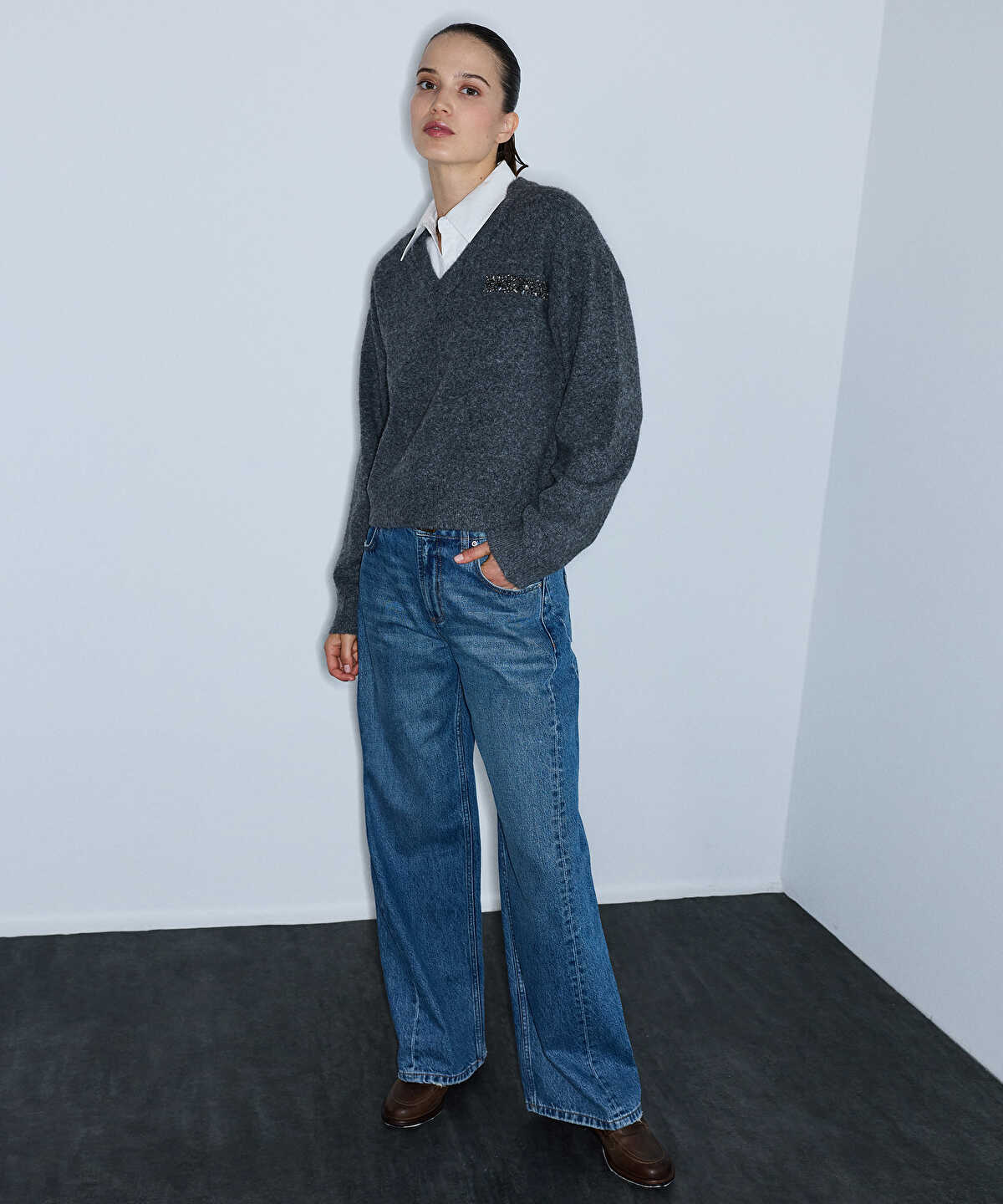 Layered-Effect Combination Sweater