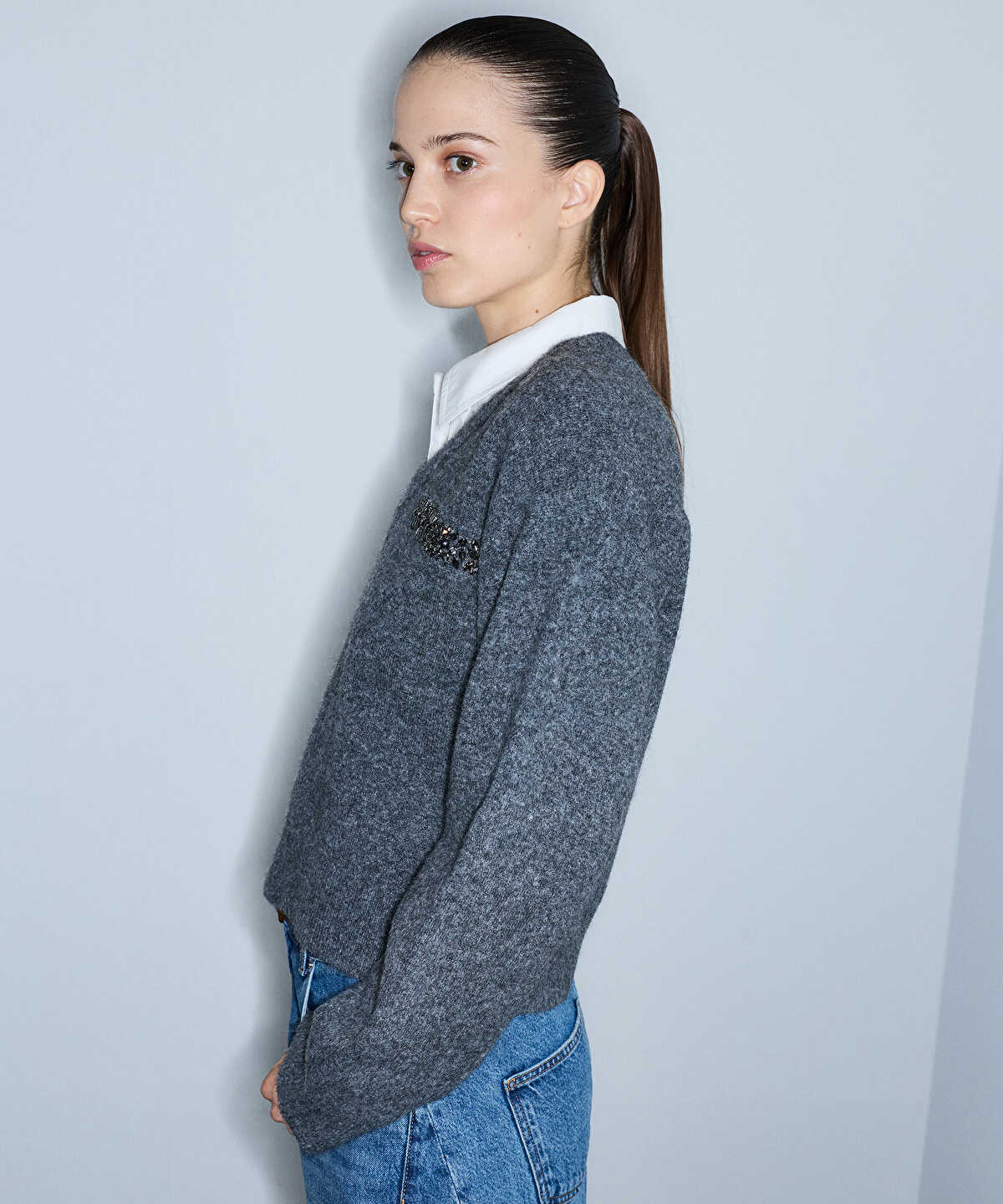 Layered-Effect Combination Sweater