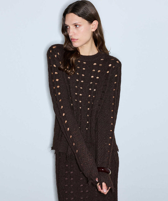 Raw Edge Sweater with Detachable Scarf