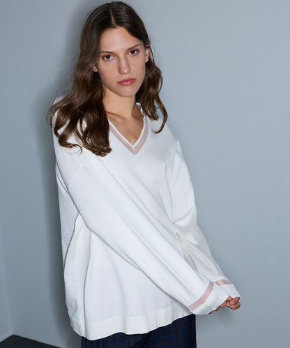 Knit Top with Tulle Trim