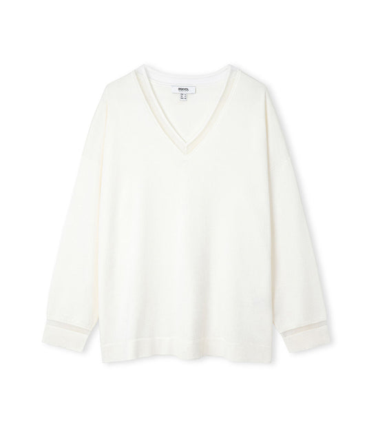 Knit Top with Tulle Trim