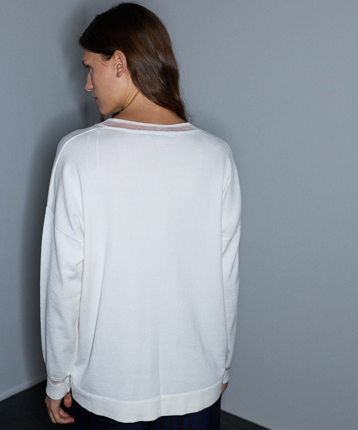 Knit Top with Tulle Trim