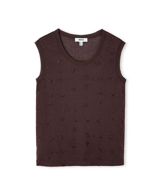 Embellished Combination Knit Top