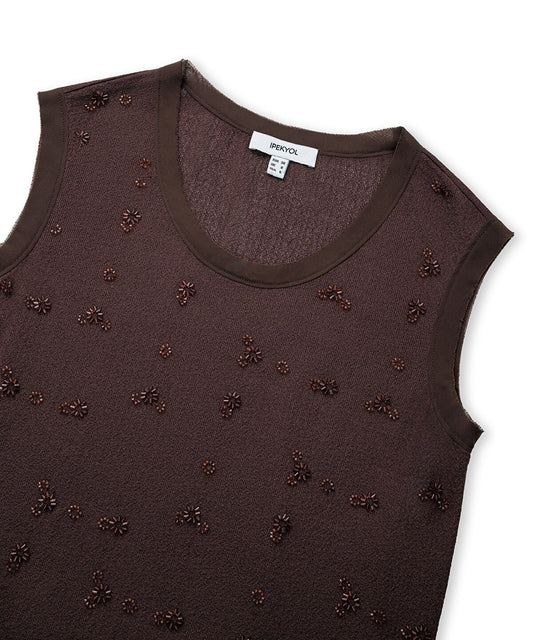 Embellished Combination Knit Top