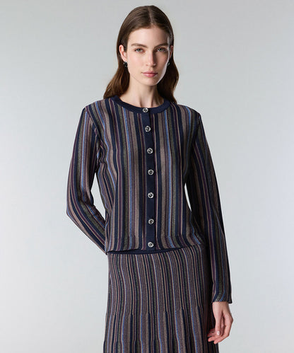 Color-Block Lurex Cardigan