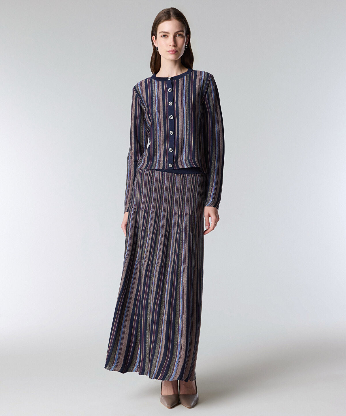 Color-Block Lurex Cardigan