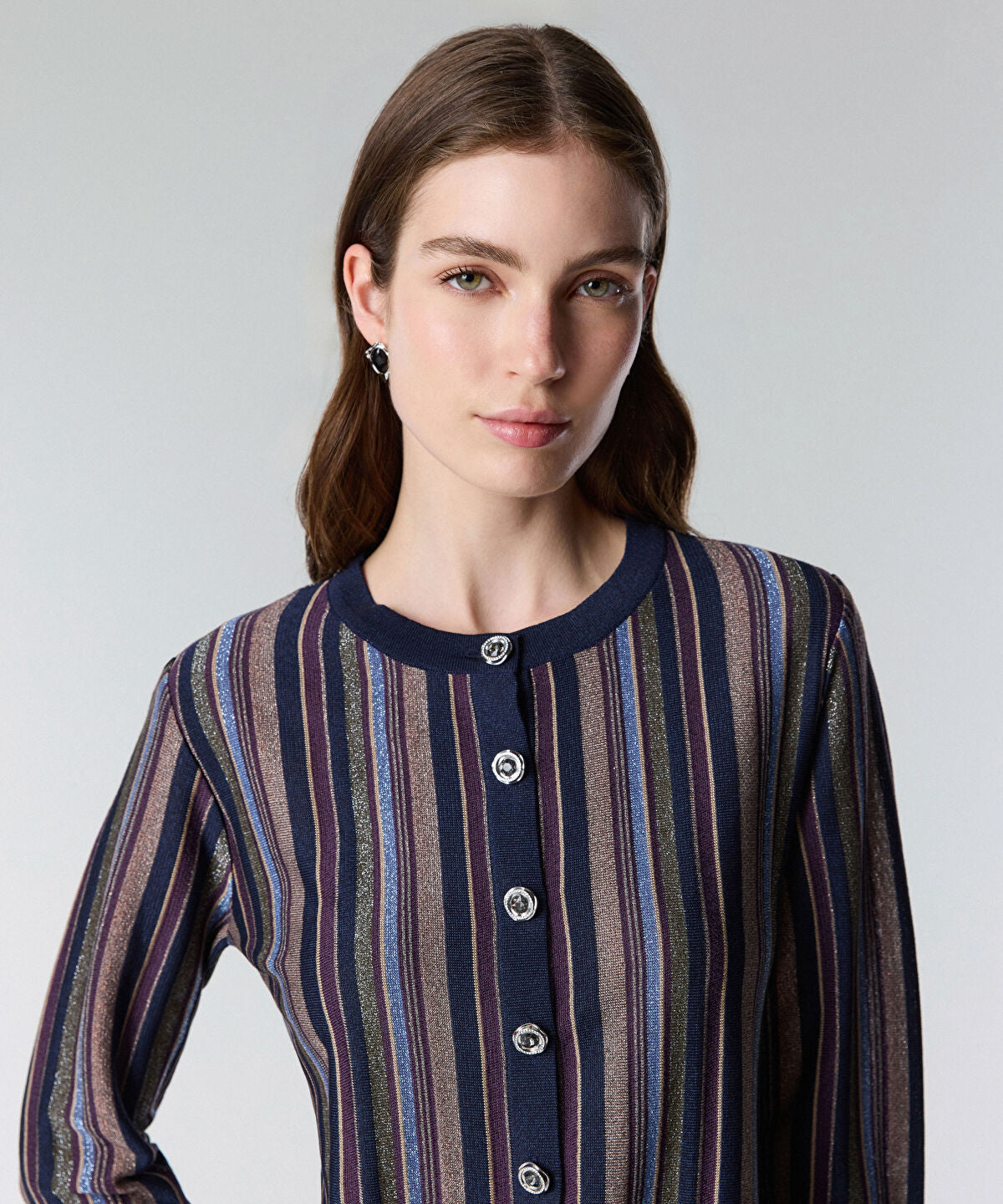 Zoomed Color-Block Lurex Cardigan