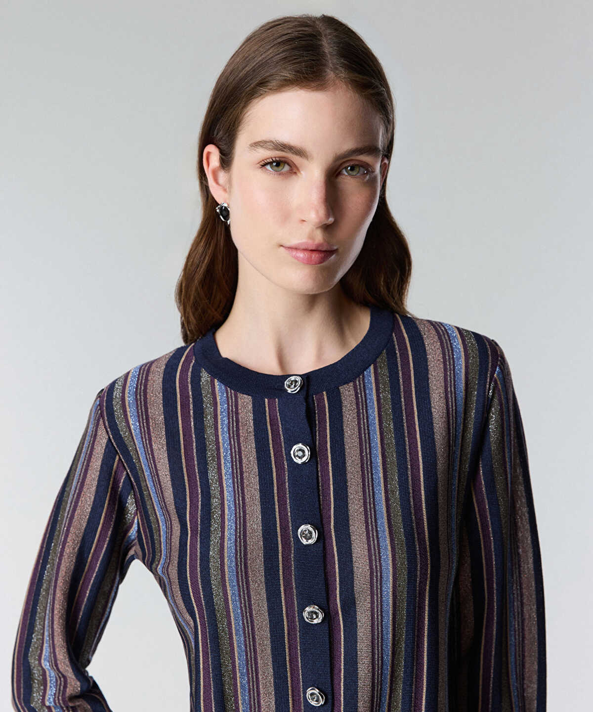 Color-Block Lurex Cardigan