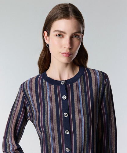 Color-Block Lurex Cardigan
