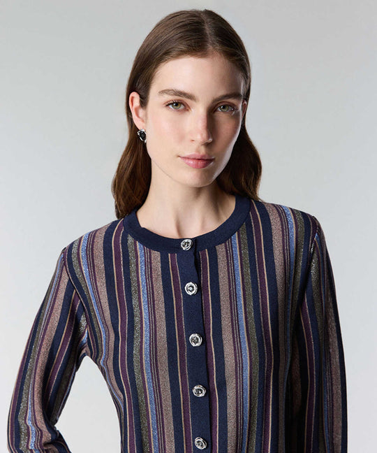Color-Block Lurex Cardigan