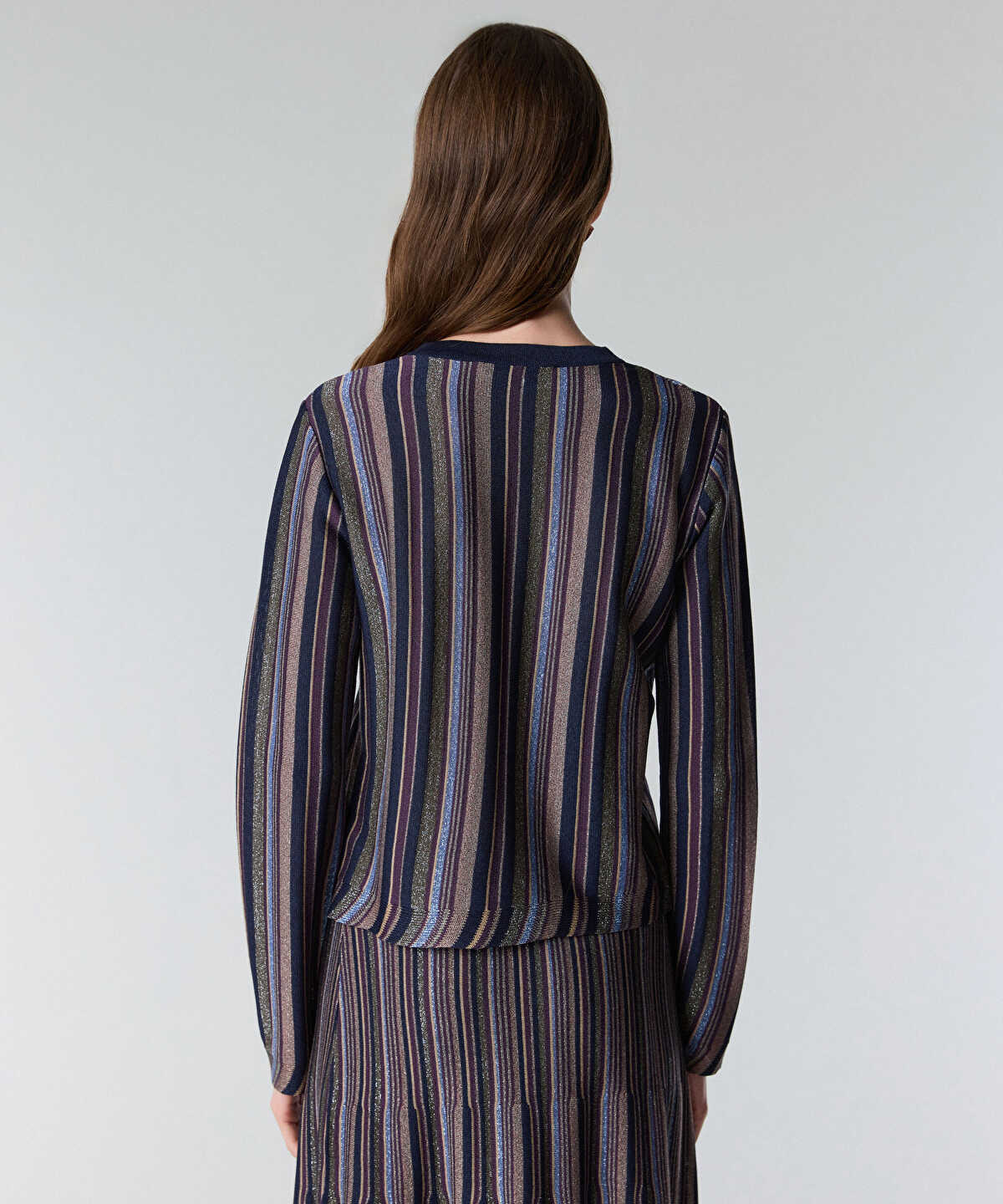 Color-Block Lurex Cardigan