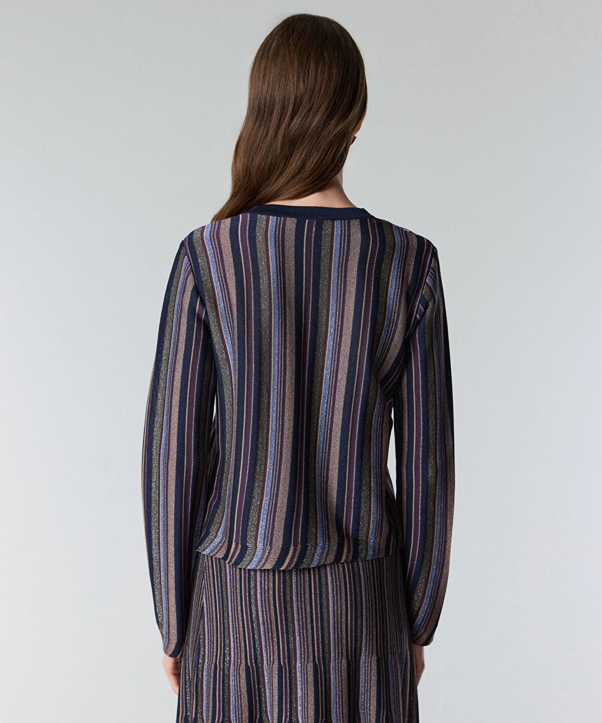Zoomed Color-Block Lurex Cardigan