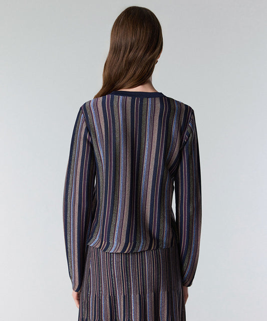 Color-Block Lurex Cardigan