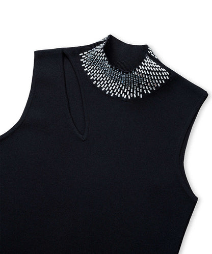Cutout Knit Top with Rhinestones