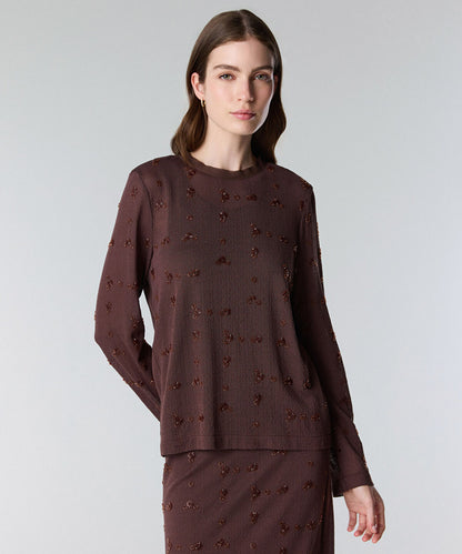 Embroidered Fine Knit Sweater