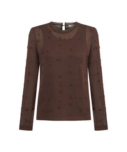 Embroidered Fine Knit Sweater
