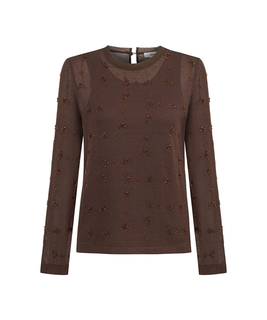 Embroidered Fine Knit Sweater