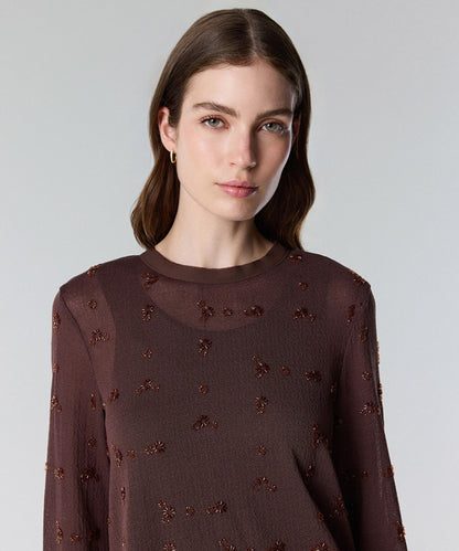 Embroidered Fine Knit Sweater