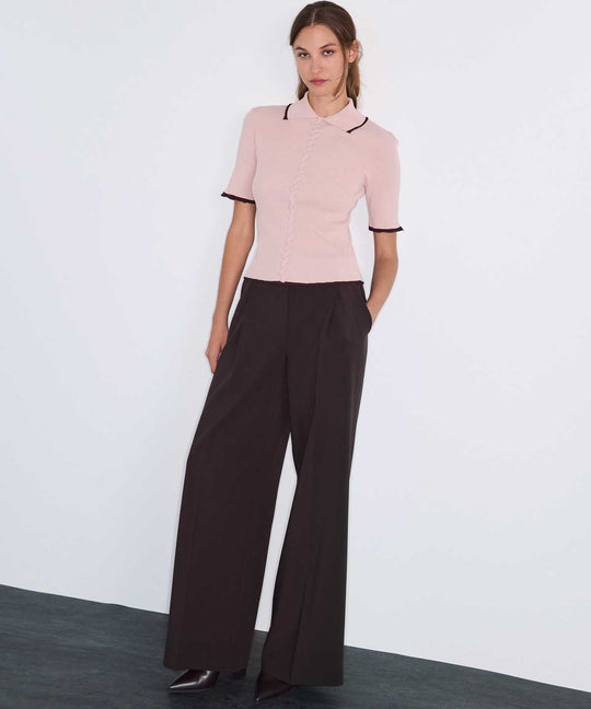 Faux-Pearl Embellished Knit Top