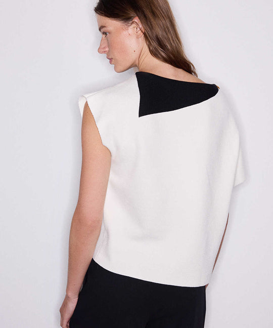 Color-Block Asymmetric Knit Top