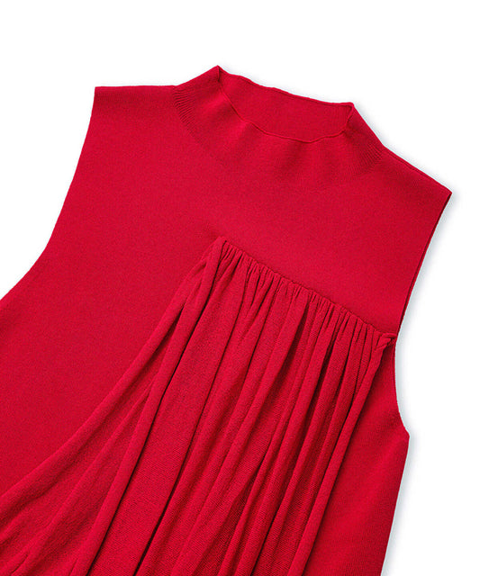Draped High-Neck Knit Top