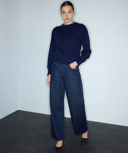 Contrast Collar Knit Top