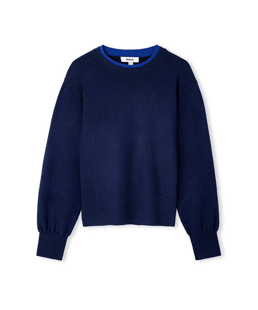 Contrast Collar Knit Top