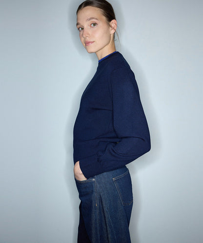 Contrast Collar Knit Top