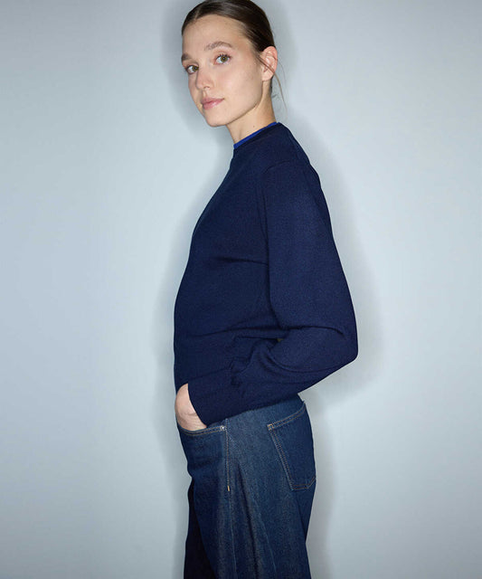 Contrast Collar Knit Top